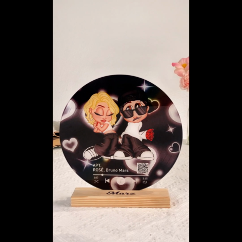 Y2K Couple Custom Vinyl Record Acrylic Plaque with Favorite Song QR Code – Personalized Unique Valentine's Day Gift For Him, Gift For Her