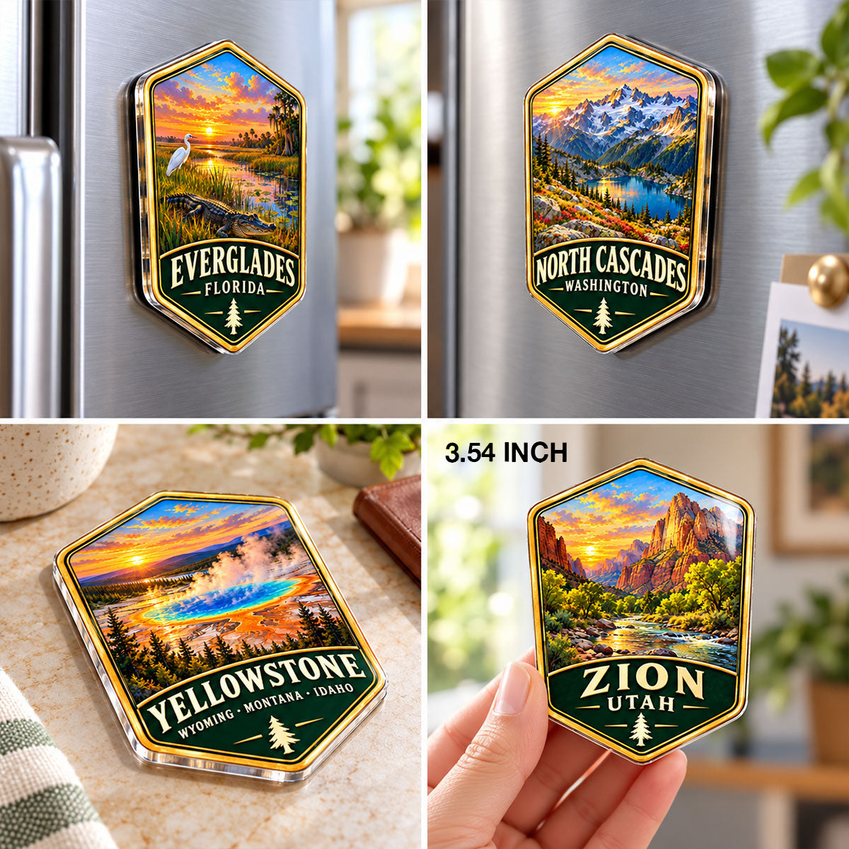 Custom National Parks - Personalized Acrylic Fridge Magnet - National Parks Adventure Lovers, National Park Trip Keepsake, Couple Traveling Christmas Gift