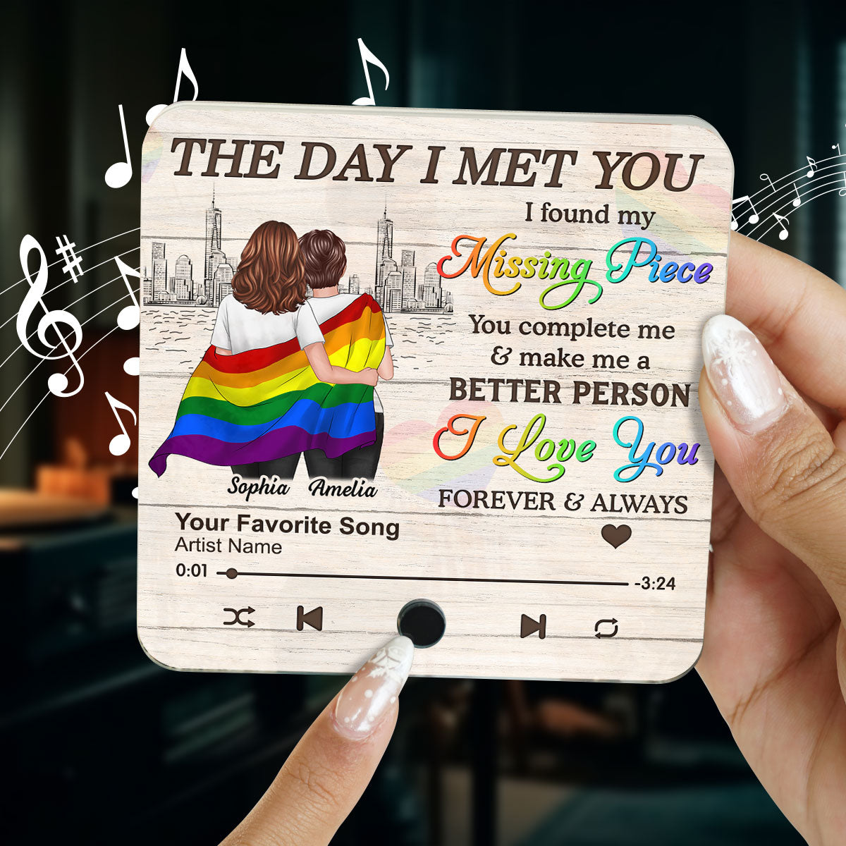 Pride Month LGBT Couple The Day I Met You Personalized Music Fridge Magnet, Gift For Couple