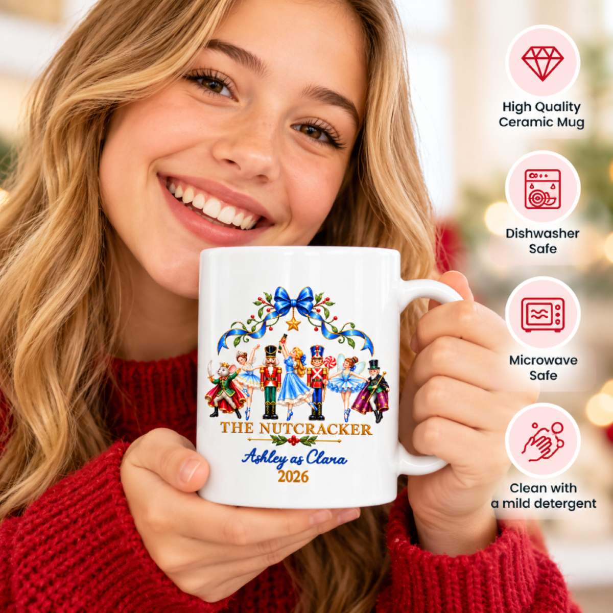 The Nutcracker Custom Name And Character - Personalized Mug - Christmas Gift For Ballet Dancers, Girls, Kids