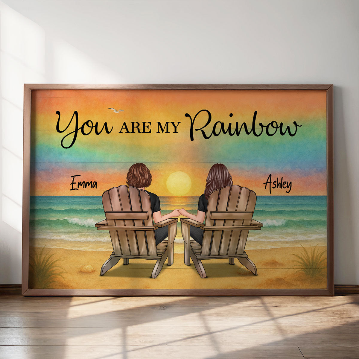 LGBT Couple Beach Landscape Pride Month Personalized Poster