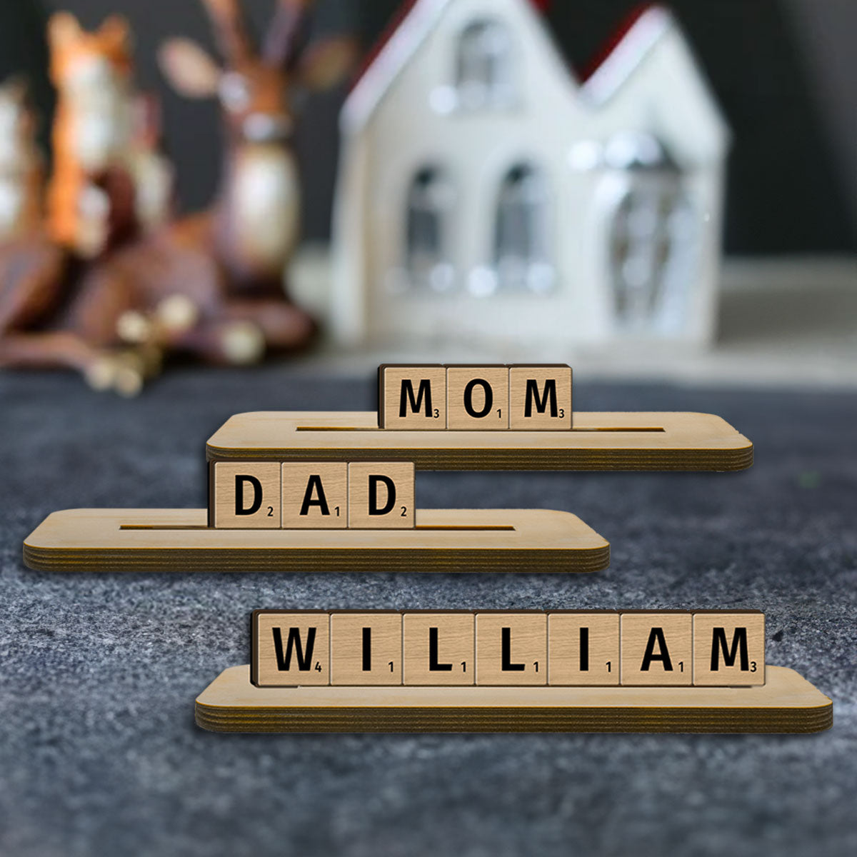 Puzzle Word Personalized Wooden Office Table Place Name