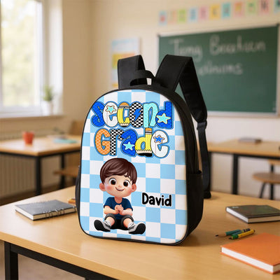 Retro Back to School Preppy Kindergarten Kid, First Day, Pre-K to Fourth Grade Personalized Backpack