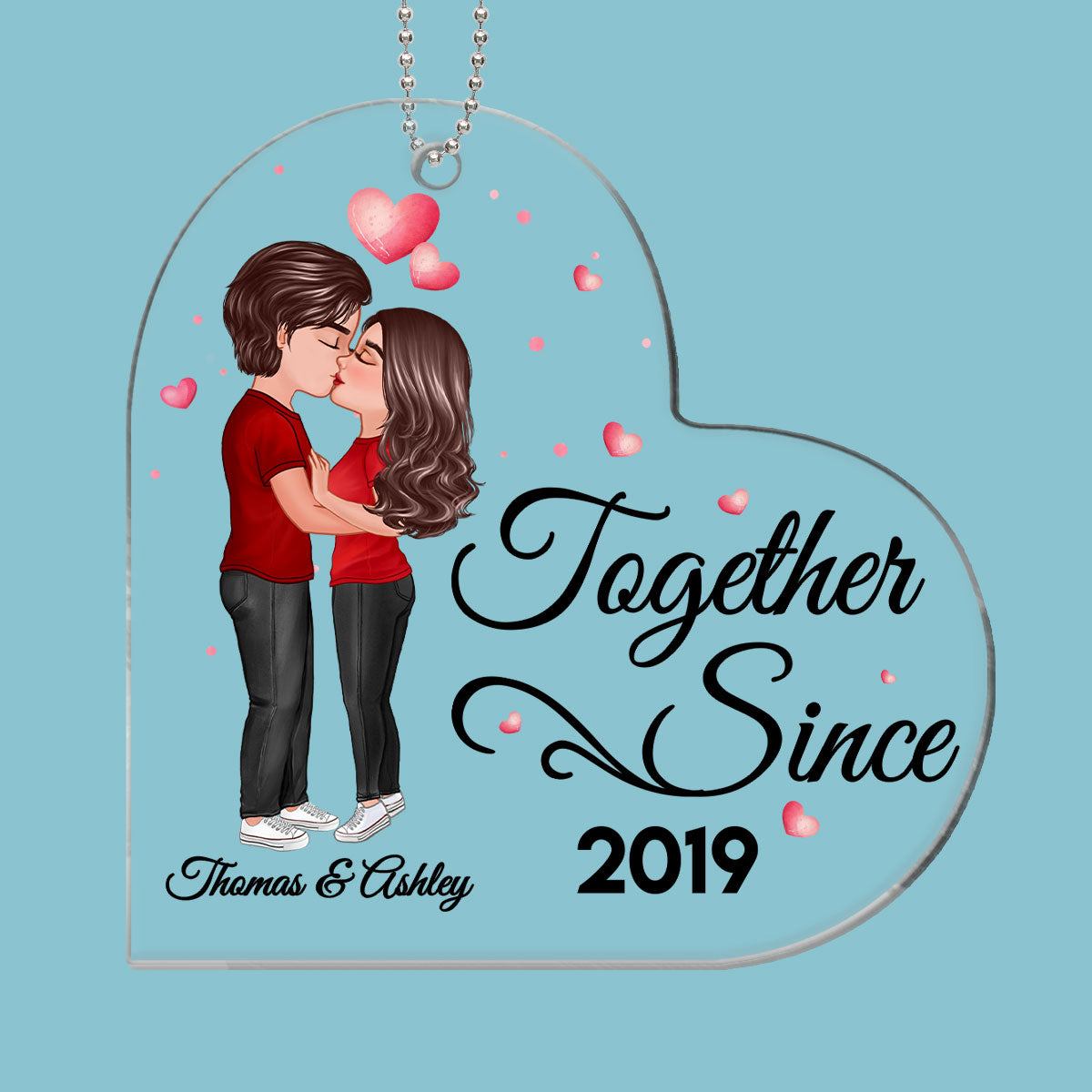 Doll Couple Kissing Together Since Personalized Acrylic Ornament - Anniversary Gift For Couple - Gift For Him, Gift For Her
