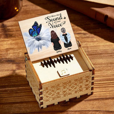 Upload Voice Message Butterfly On Daisy Miss Your Voice - Personalized Wooden Music Box - Memorial Gift, Remembrance Keepsake
