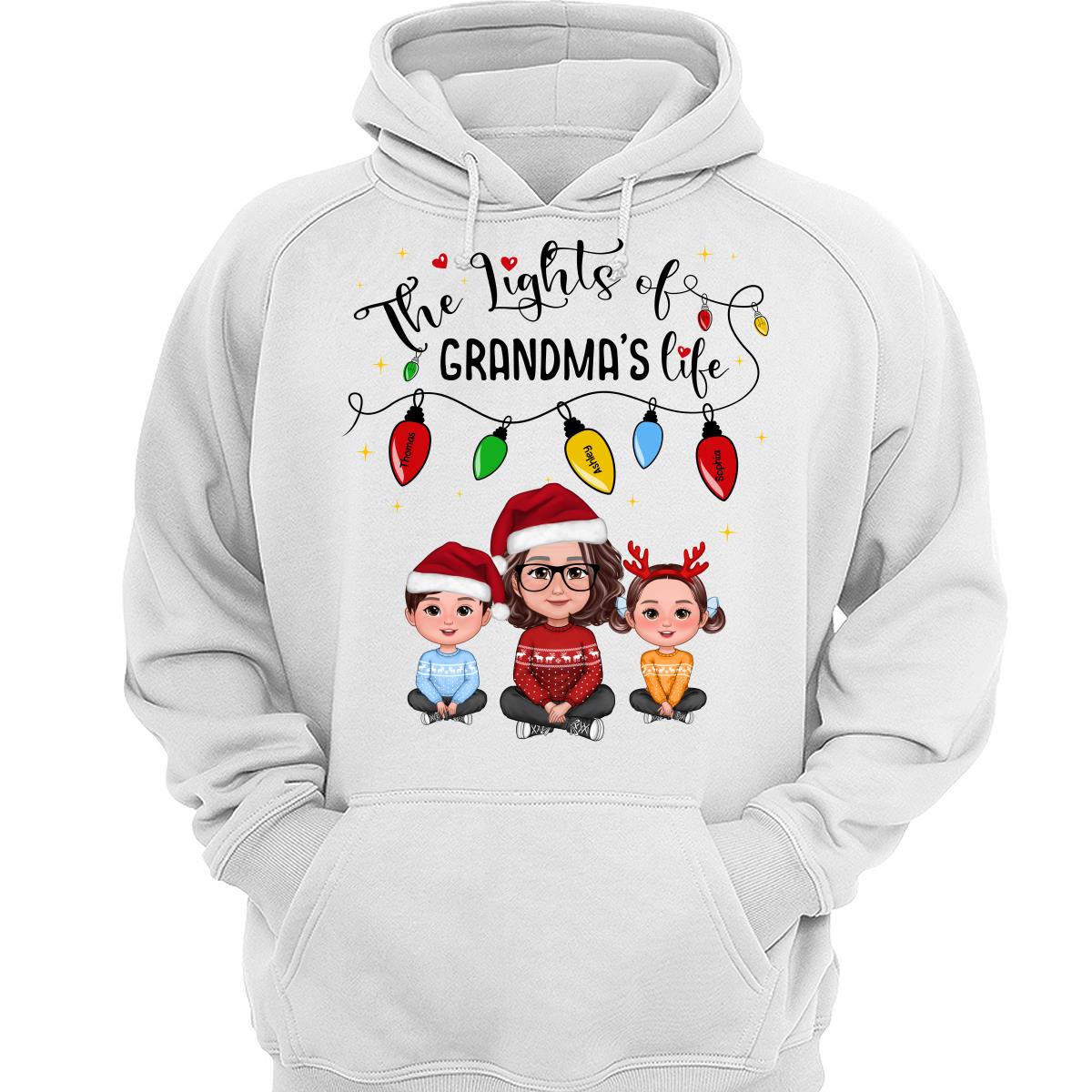 The Light Of Grandma Life Grandma Grandkids Christmas Personalized Shirt