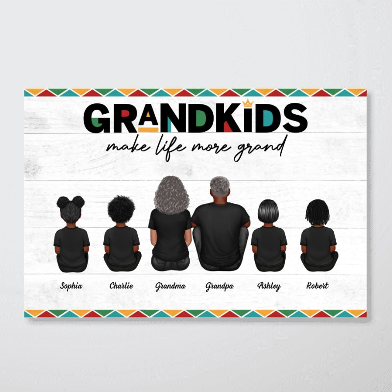 Tribal Pattern Grandkids Make Life Grand - Personalized Poster
