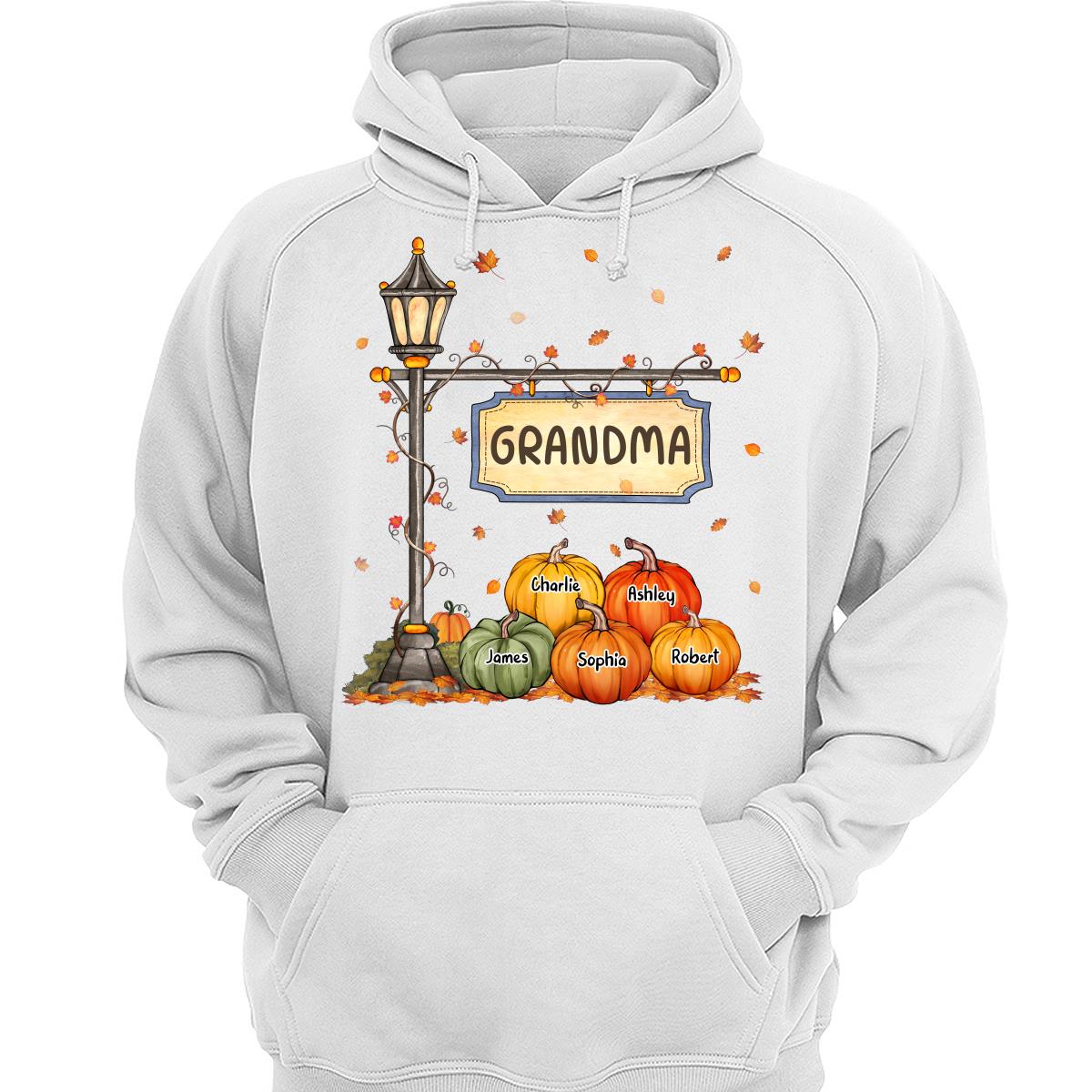 Fall Season Grandma Mom Lamp Post Pumpkins Personalized Shirt