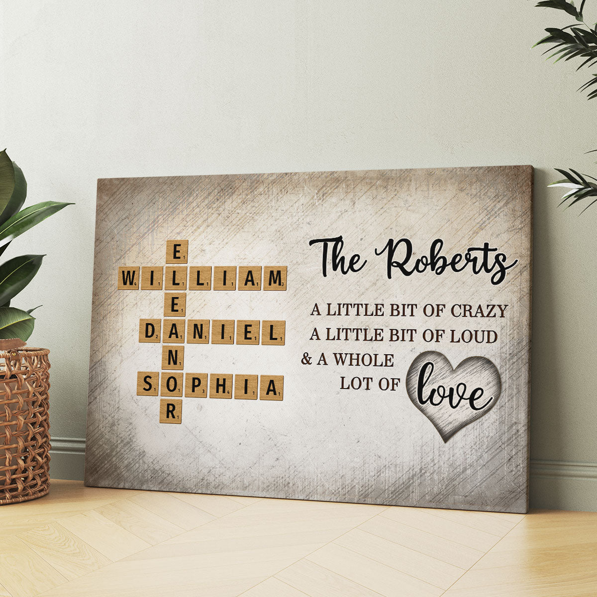 Family Whole Lot Of Love Crossword Puzzle Art - Captured In A Moment, Cherished For A Lifetime Personalized Canvas