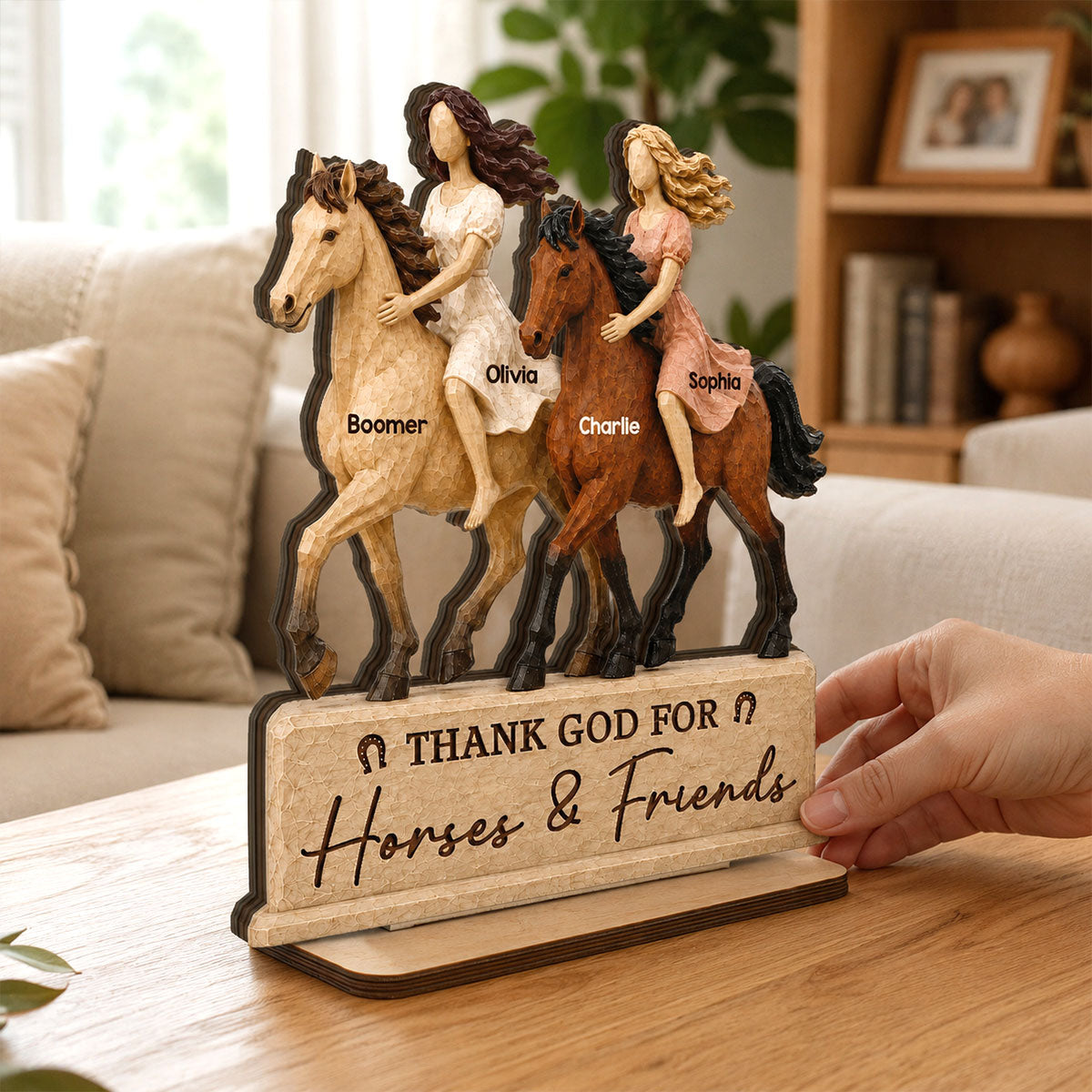 Horse Riding Besties 2D Flat Printed - Personalized 2-Layered Wooden Plaque - Friendship Keepsake For Horse Lovers