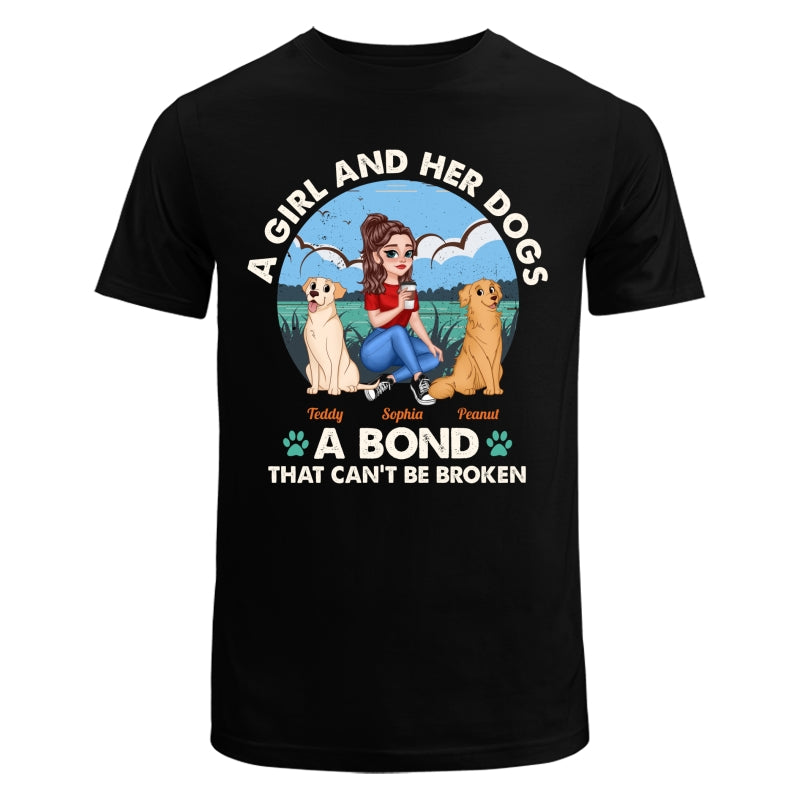 Bond Can‘t Be Broken Pretty Cartoon Woman & Cute Sitting Dog Personalized Shirt