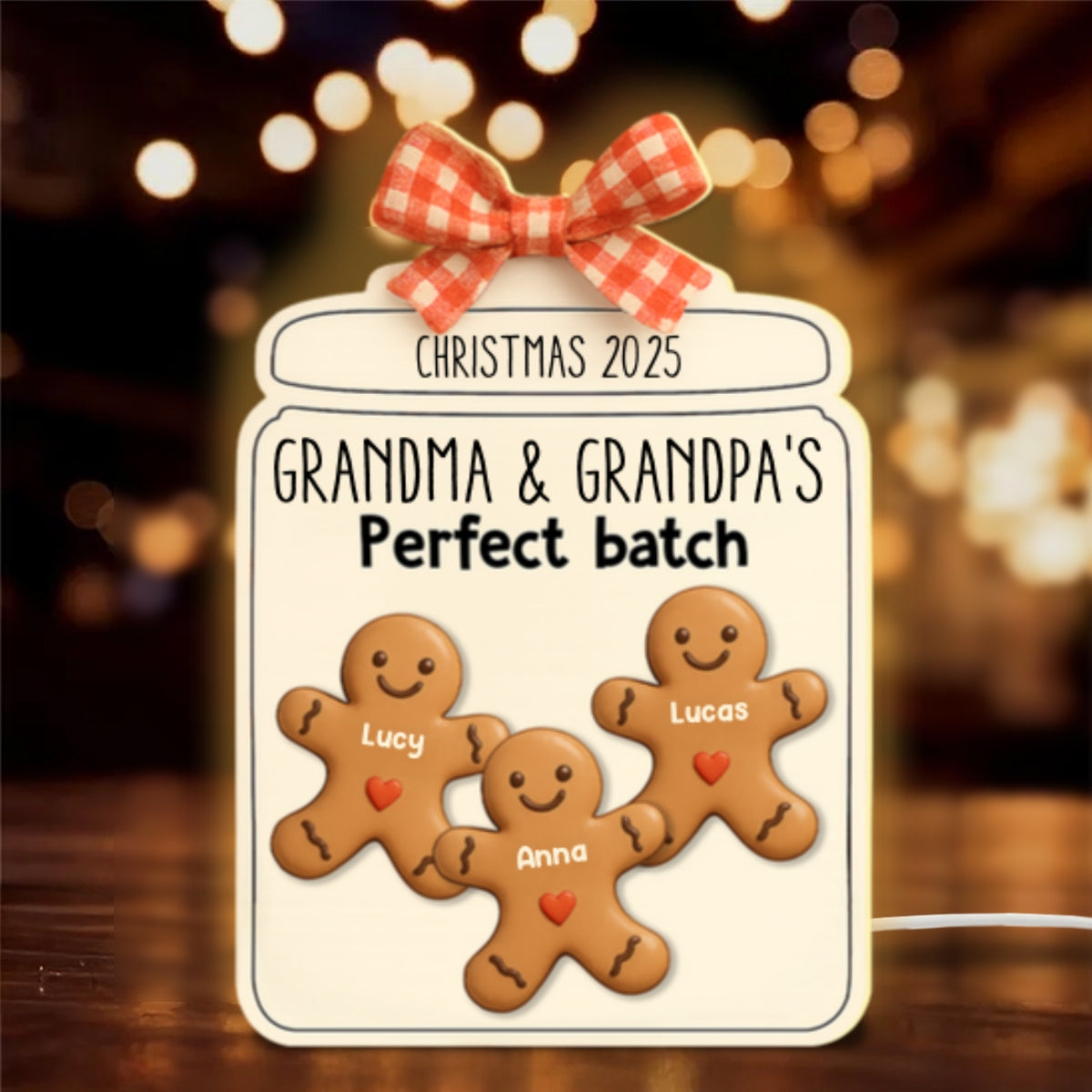 3D Effect Christmas Grandma Grandpa Perfect Batch Cookies - Personalized Light Box