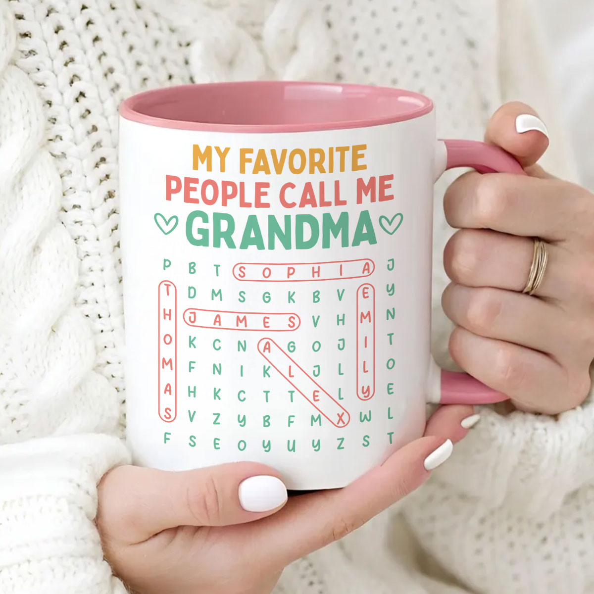 My Favorite People Call Me Grandma Word Search Puzzle - Personalized Mug - Heartfelt Mother's Day Gift for Grandma, Wife