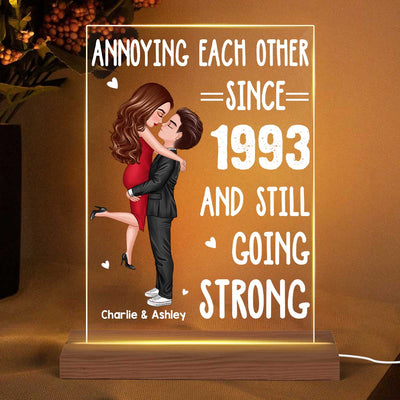 Annoying Each Other Hugging Couple Personalized Acrylic LED Night Light LED Lamp