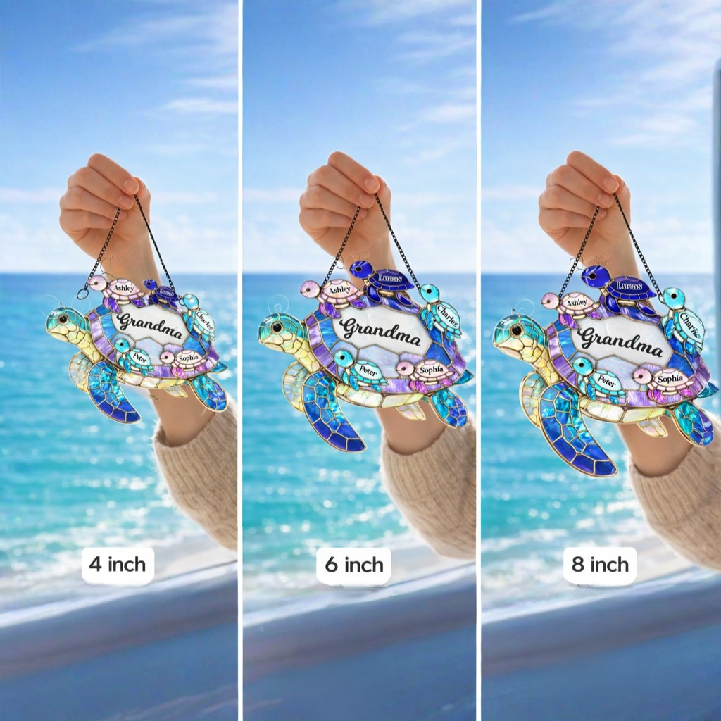 Mom Grandma Sea Turtle - Personalized Suncatcher Ornament - Mother's Day Gift for Her