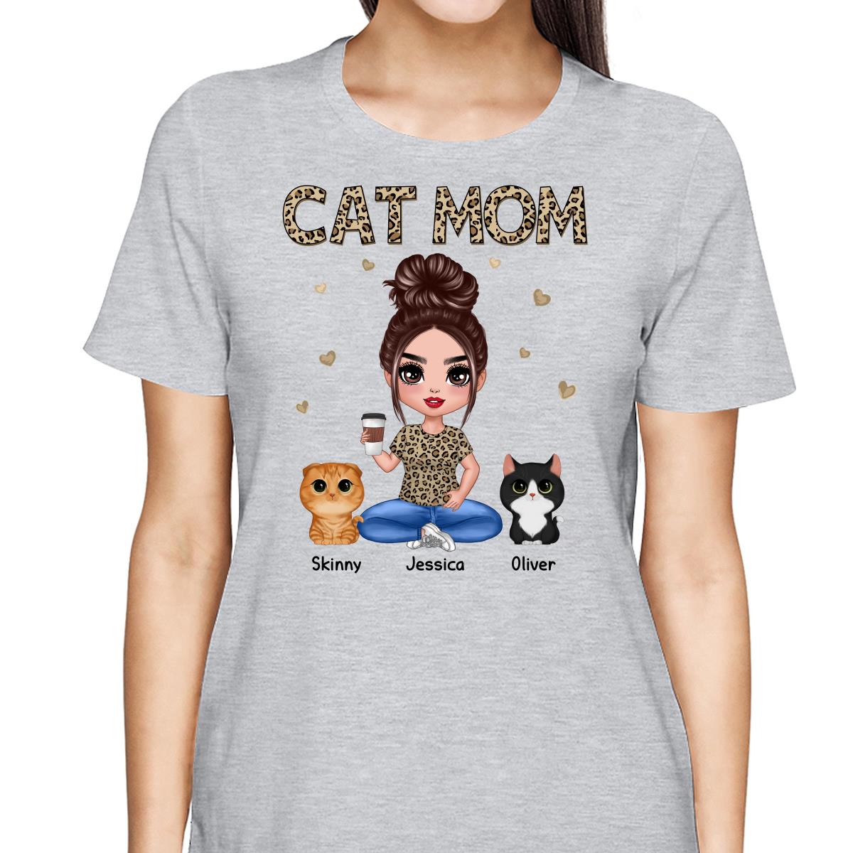 Leopard Cat Mom Watercolor Cute Cats Personalized Shirt