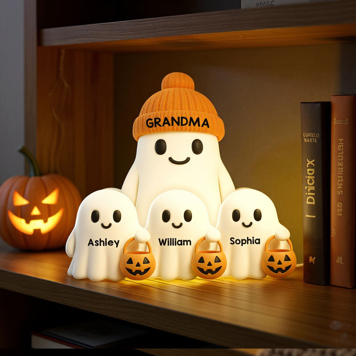 3D Effect Grandma Boo Crew Fall Halloween Decor Personalized Light Box - Gift For Grandmas