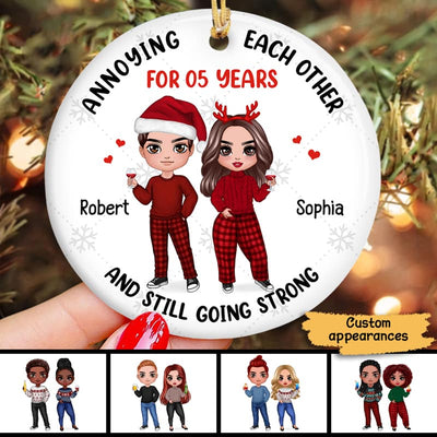 Annoying Each Other For Years Doll Couple Standing Personalized Circle Ornament