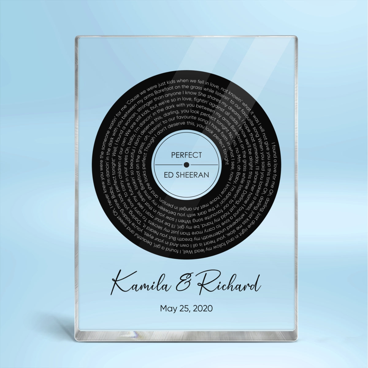 Personalized Vinyl Record Song with Lyrics Personalized Acrylic Block Plaque, Personalized Gift for Her, Wedding Song Gift