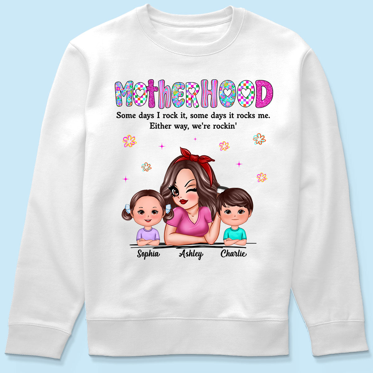 Rockin' Mother Hood Pretty Mom & Kids Personalized Shirt