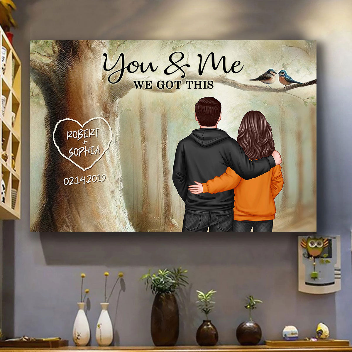 Couple Names Carved On Tree Of Love Personalized Poster, Heartfelt Gift For Couple, For Him, For Her, Boyfriend, Girlfriend, Husband, Wife