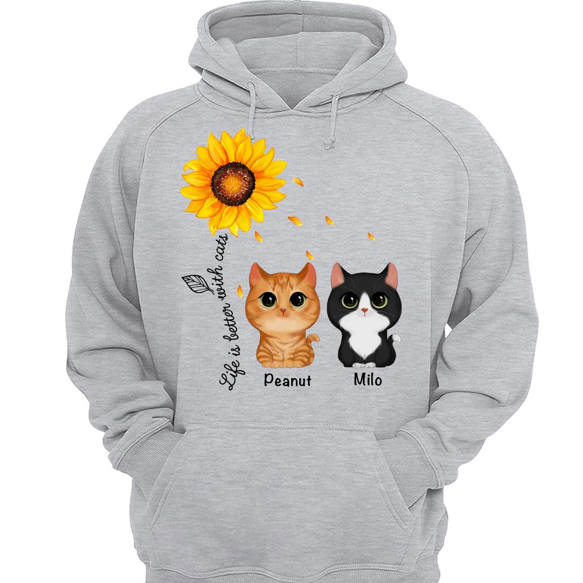 Watercolor Cute Cats Under Sunflower Personalized Shirt