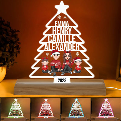 Family Name Christmas Tree Personalized LED Night Light