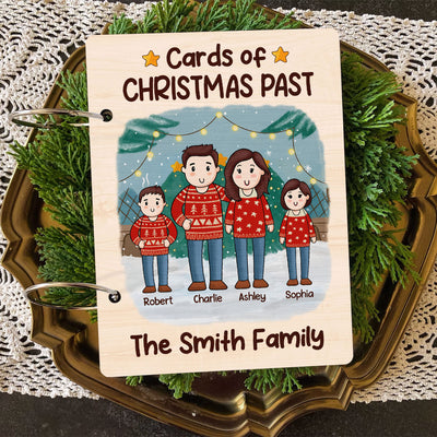 Comic Family Christmas Personalized Card Keeper, Card Holder, Card Book, Cards Keepsake