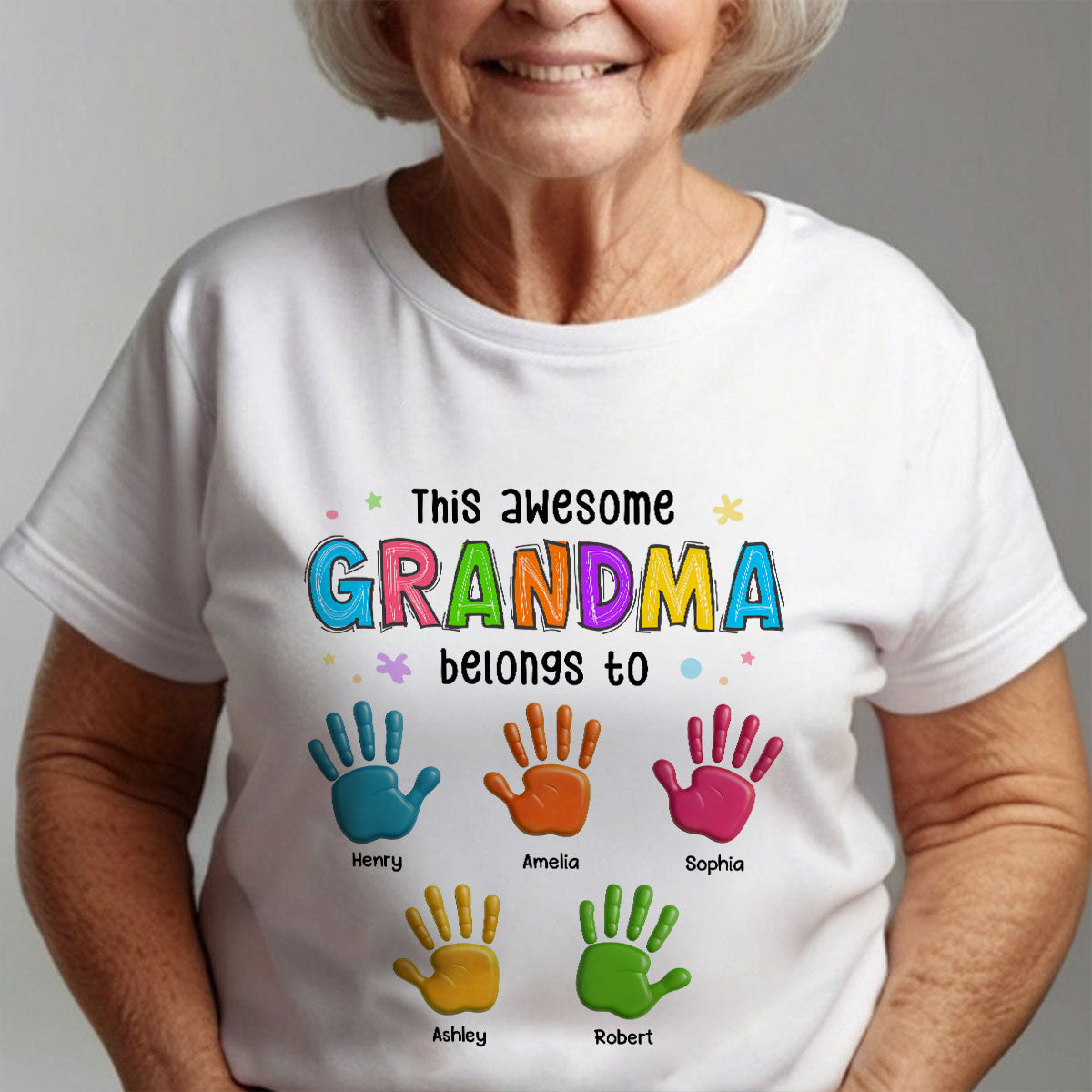 Belongs To Hand 3D Effect Colorful Handprints Personalized Shirt