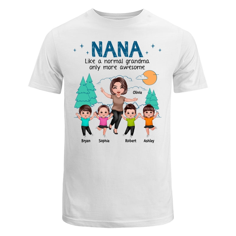 Happy Doll Grandma Grandkids Outline Background Personalized Shirt