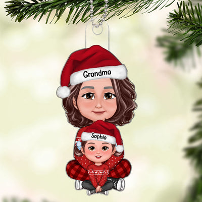 Grandma & Grandkid Christmas Gift For Granddaughter Grandson - Personalized Acrylic Ornament - Gift For Granddaughter, Grandson