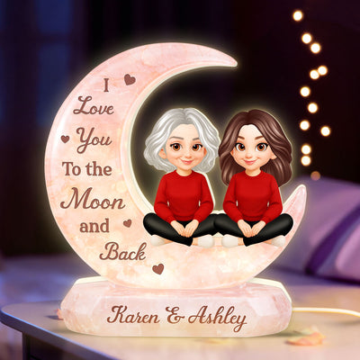 I Love You To The Moon Mom And Daughter - Personalized Light Box - Heartfelt Gift For Mom, Grandma