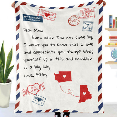 Letter To My Mom Long Distance Personalized Fleece Blanket, Heartfelt Gift, Birthday Gift For Mom
