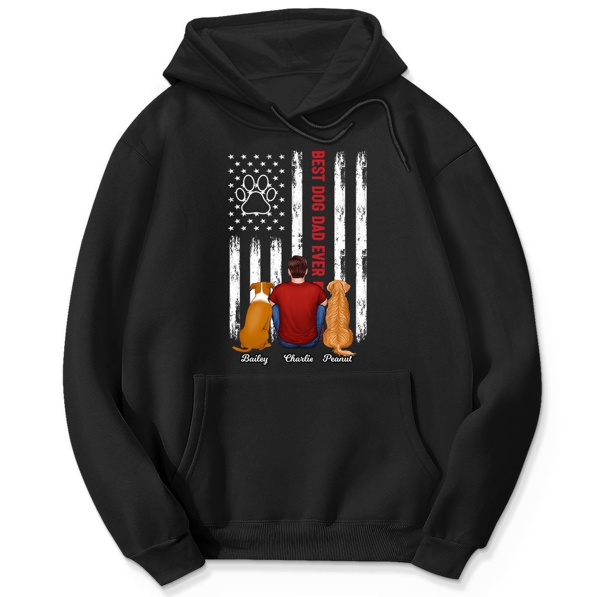 American Best Dog Cat Dad Ever Back View Personalized Shirt