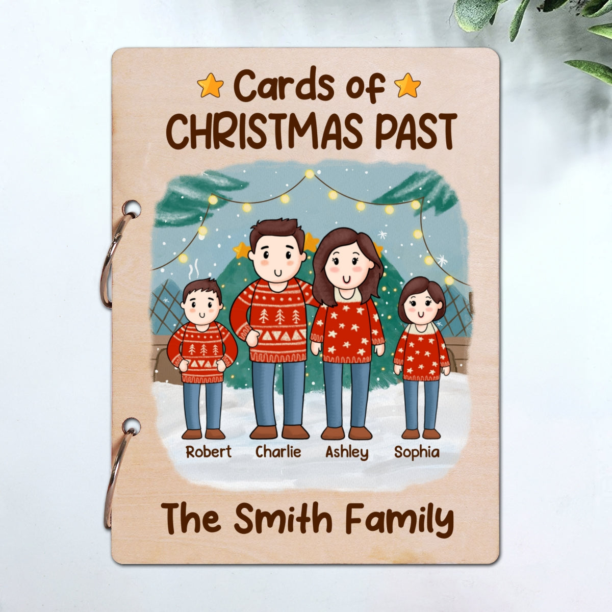 Comic Family Christmas Personalized Card Keeper, Card Holder, Card Book, Cards Keepsake