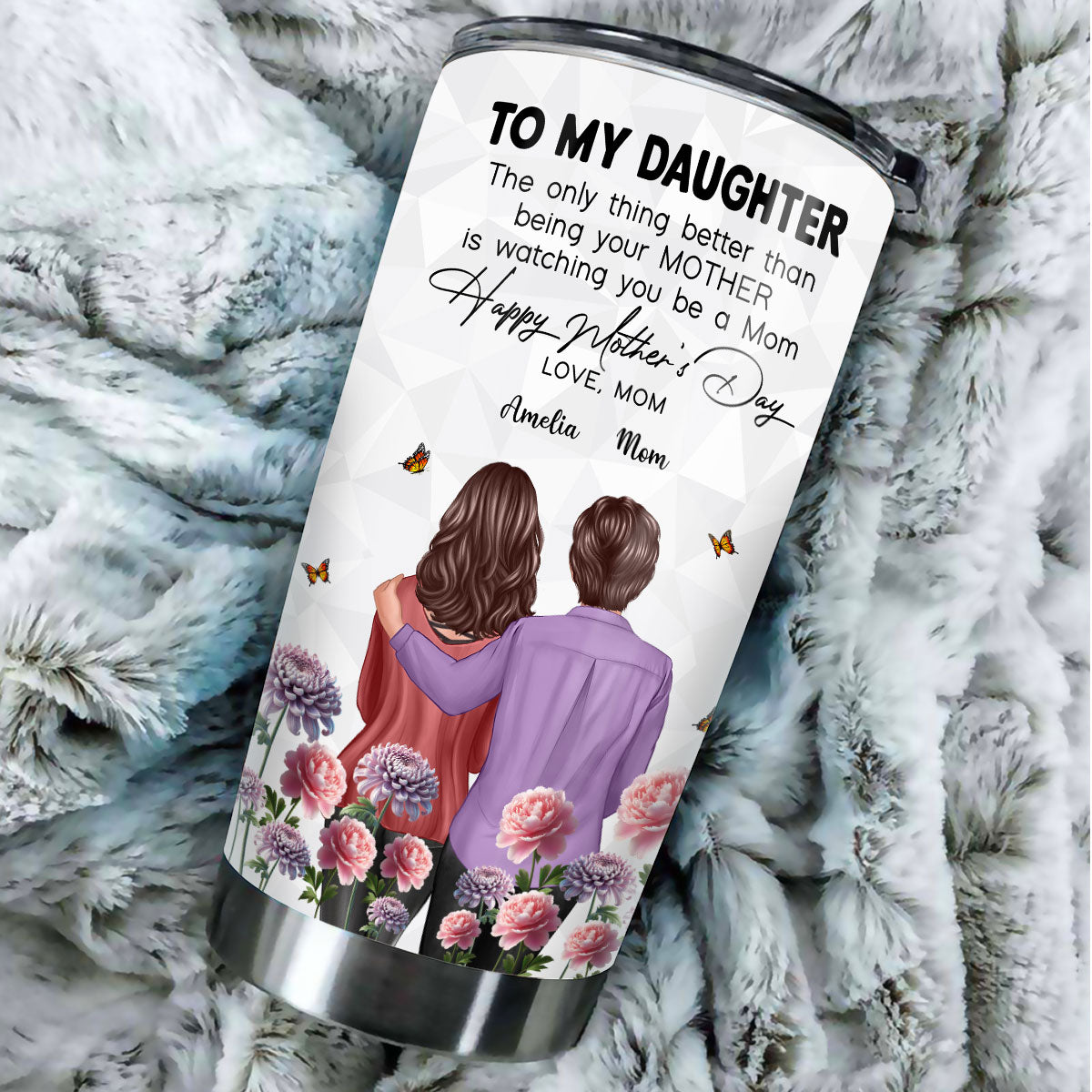 To My Daughter From Mom Happy Mother's Day Birth Flower Personalized Tumbler, Gift For Daughter