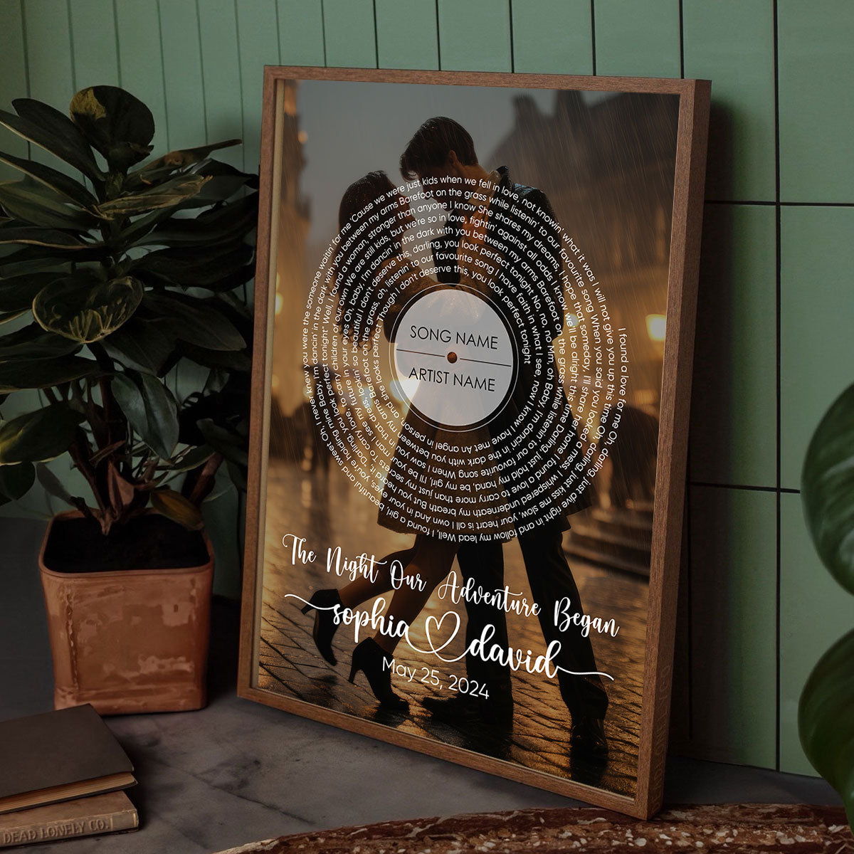 Vinyl Record Song Lyrics Art From Photo Personalized Poster, Wedding Anniversary  Gift For Him, For Her