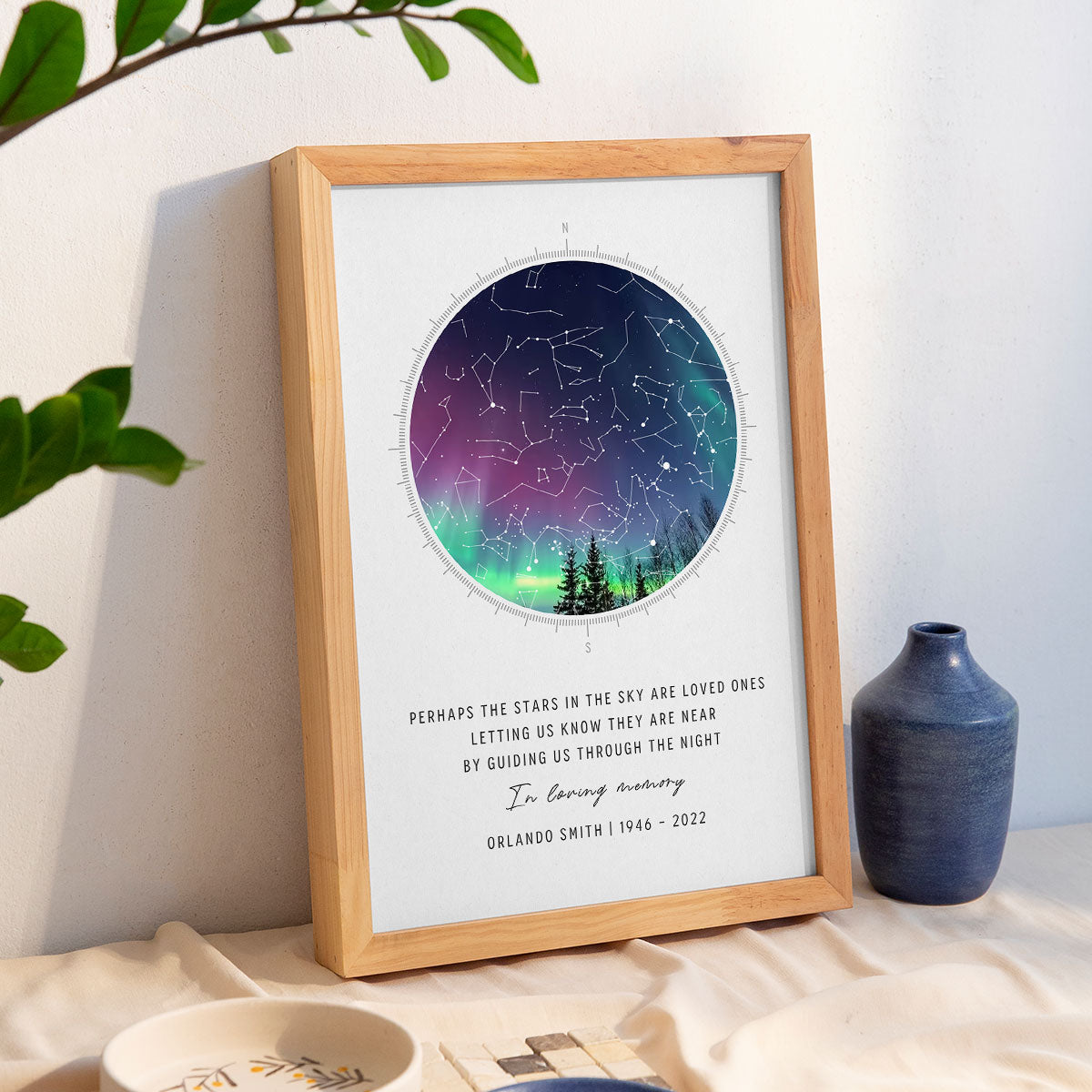 In Memory Star Printable Memorial Star Map Sympathy Bereavement Gift, Personalized Remembrance ...