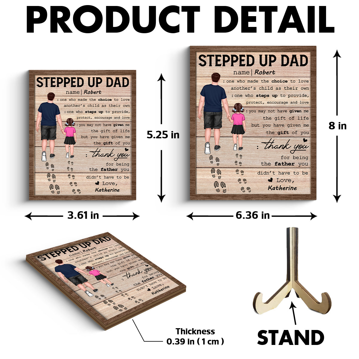 Stepped Up Dad Happy Father's Day Gift Personalized 2-Layer Wooden Plaque