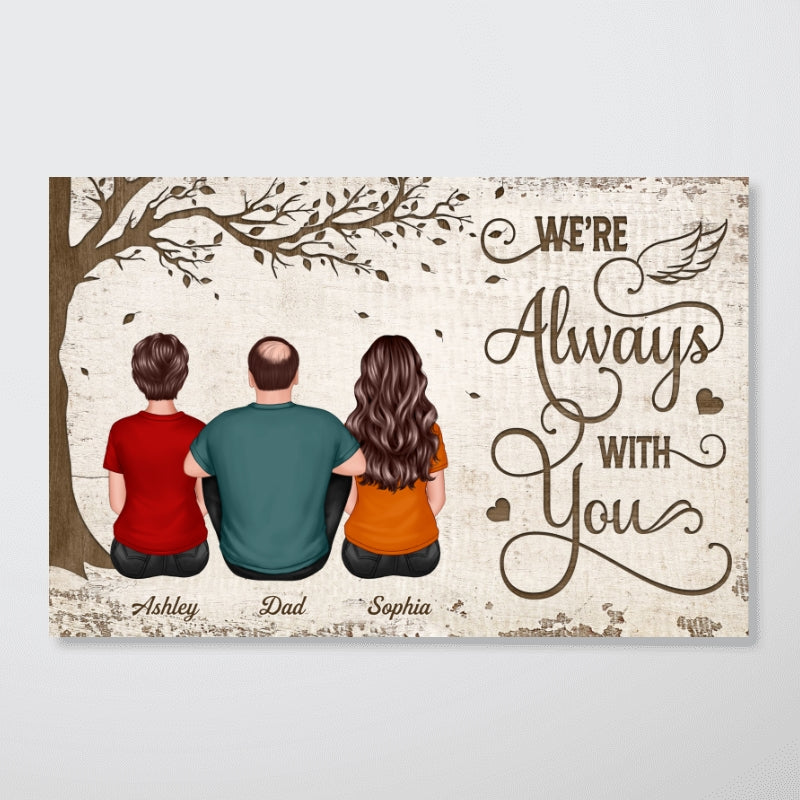 Whole Back View Family Sitting Under Tree Remembrance Gift Memorial Personalized Horizontal Poster