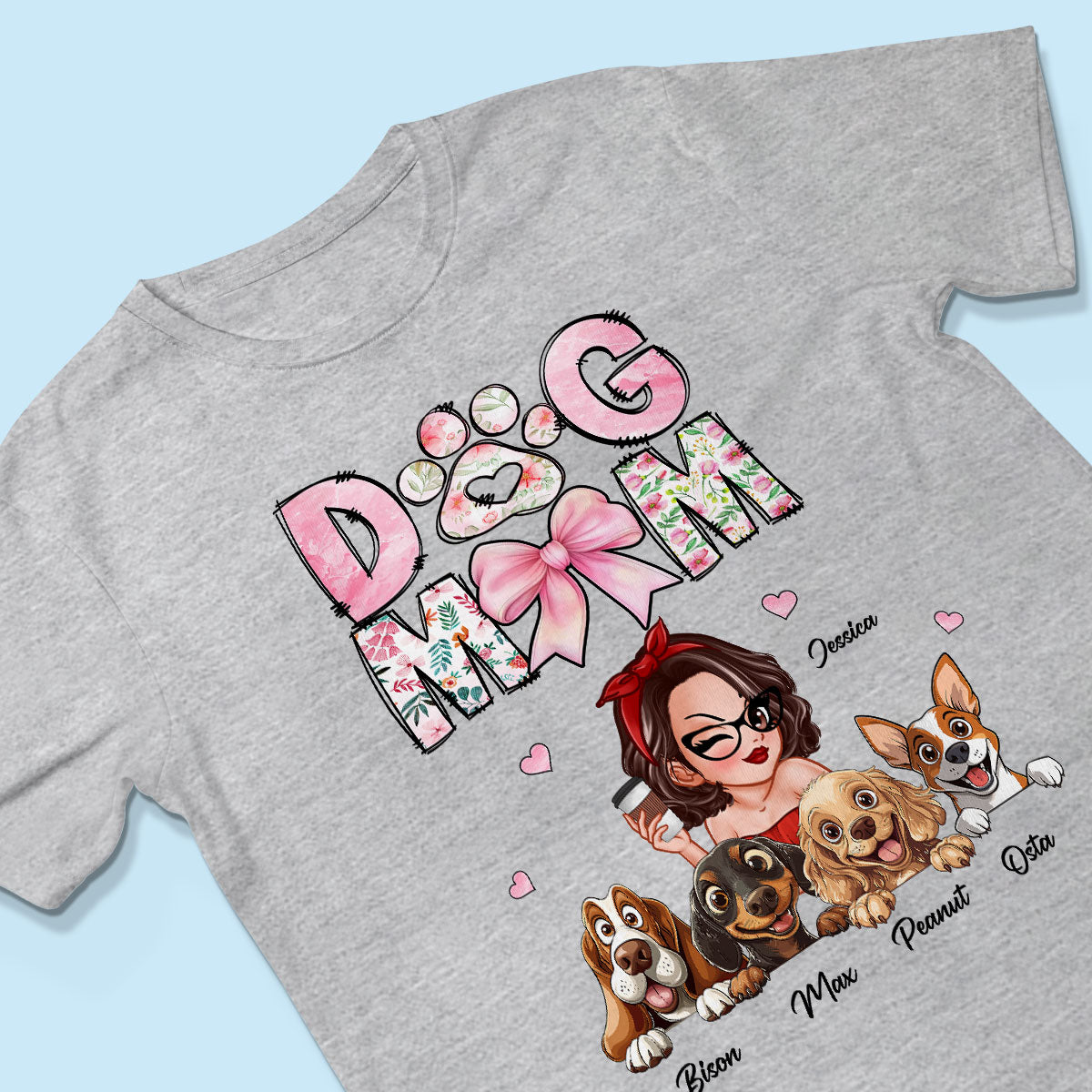 Dog Mom Cartoon Style Woman And Dogs Personalized Shirt, Gift for Dog Lovers