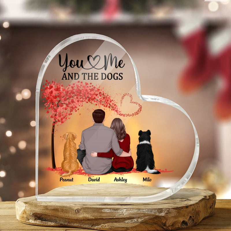 Couple And Dogs Heart Tree Personalized Acrylic Plaque