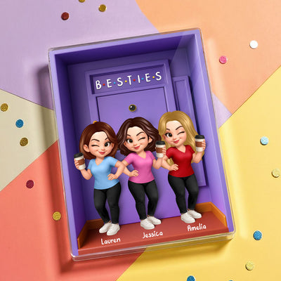 Besties Purple Door Entryway 3D Effect Personalized Acrylic Block, Gift for Best Friends, Besties, Sisters