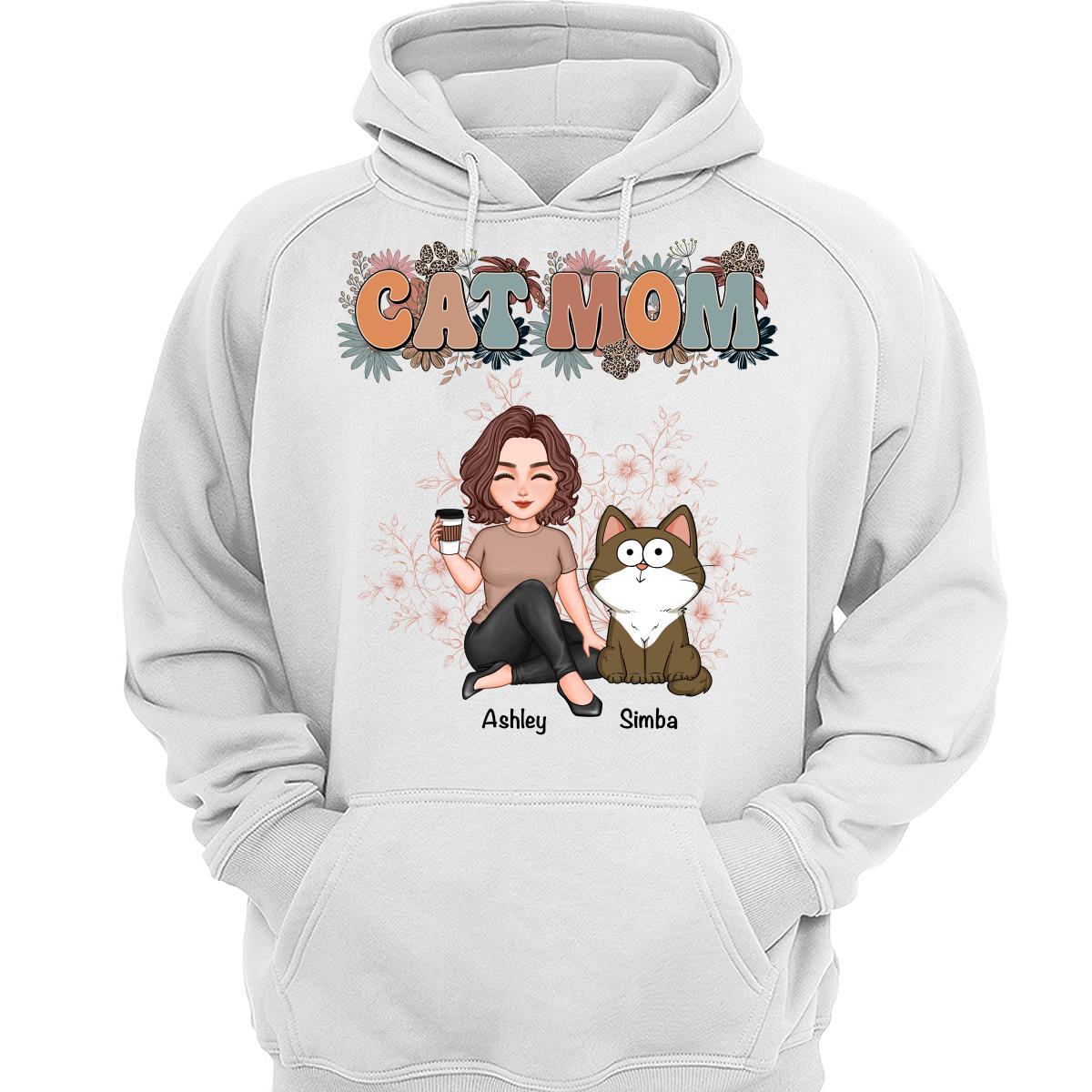 Floral Cats Mom Cute Woman And Fluffy Cats Funny Expressions Personalized Shirt