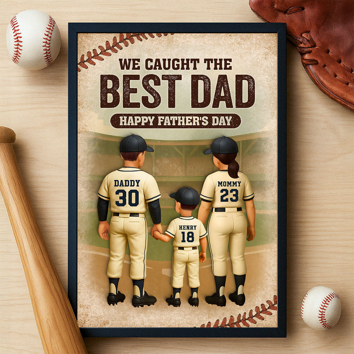 We Caught the Best Dad Baseball Personalized Poster, Meaningful Father's Day Gift for Dad, Gift for Husband