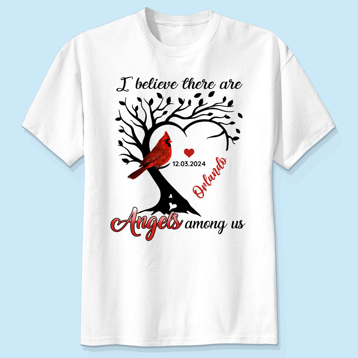Cardinal Heart Personalized Shirt Memorial Sympathy Shirt