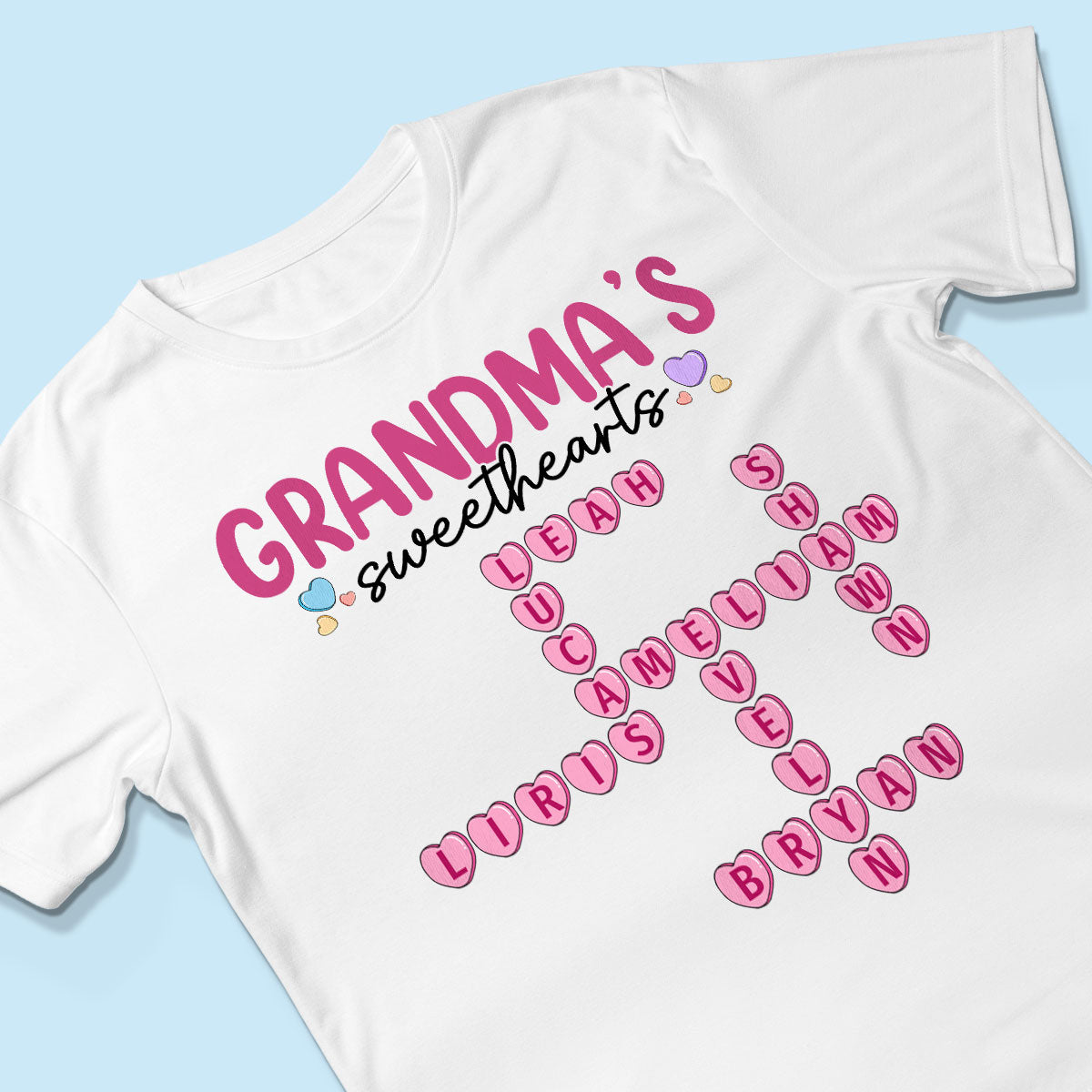 Grandma's Sweethearts Unique Crossword Puzzle Personalized Shirt