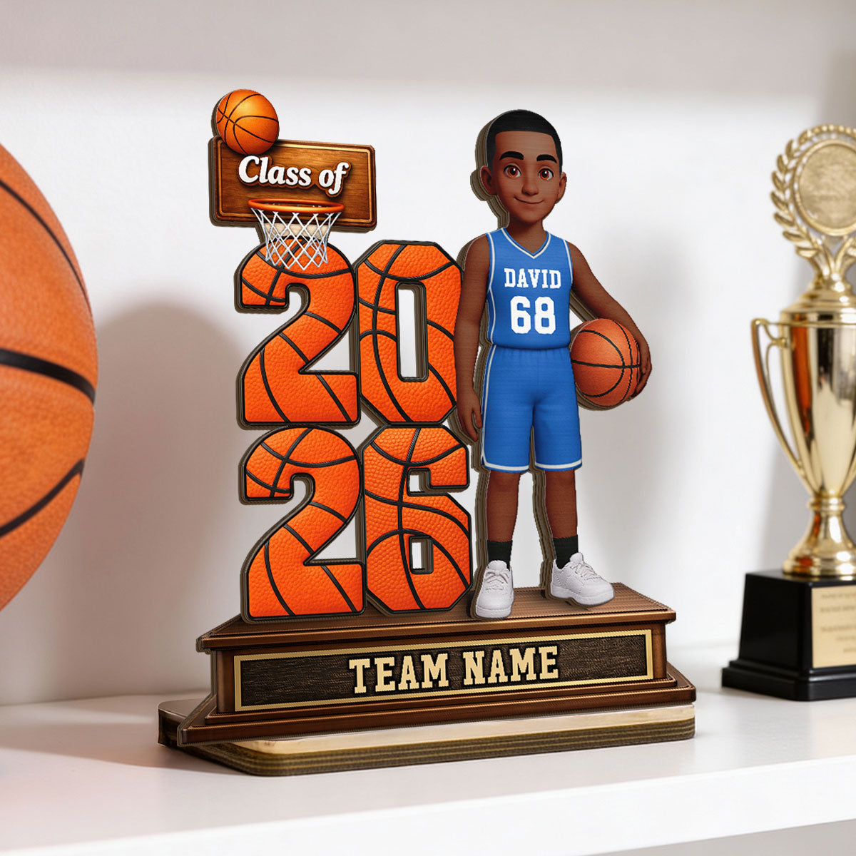 Basketball Senior Class Of 2026 2027 - Personalized 2-Layered Wooden Plaque - Graduation Gift For Son, Daughter