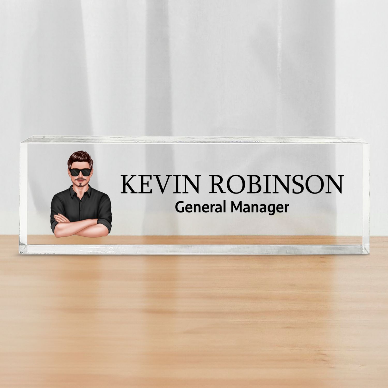 Man Woman Office Personalized Acrylic Desk Name Plate, Office Desk Decor, Gift For Colleagues, Coworkers