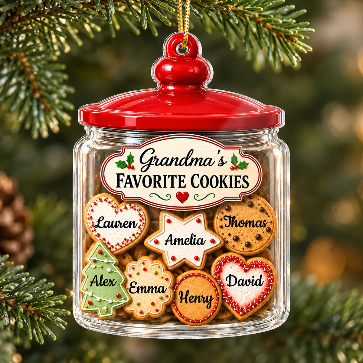Grandma's Favorite Cookies - Personalized Acrylic Ornament - Christmas Gift Keepsake for Grandma